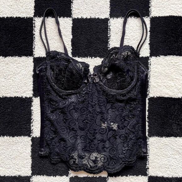 Victoria’s Secret Gold Label Black Lace Bustier 36B